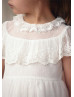 Ivory Dotted Lace Tulle Flower Girl Dress